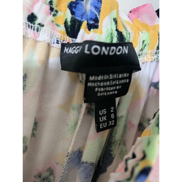 Maggy London Floral Print Dress Size 2 Elastic At The Waist. - Picture 4 of 5